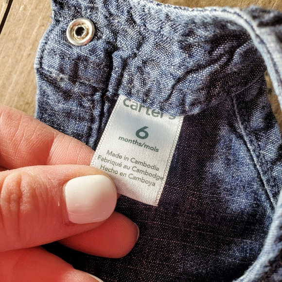 Carter's Denim Chambray Halter Tunic Dress Size 6m EUC 100% Cotton - Picture 2 of 8